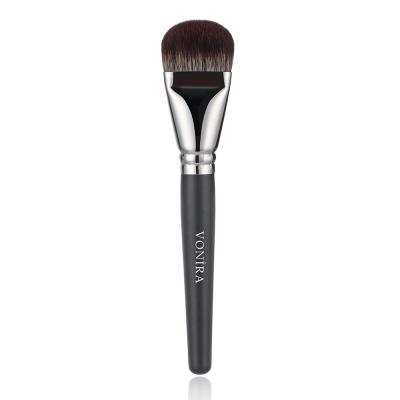 Vonira Custom Private Label Luxury Wide Angled Foundation Makeup Brushes With Silver Brass Ferrule Black Handle 