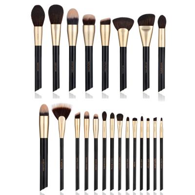 Vonira Custom Private Label Pro 22 Pcs Makeup Brush Set Powder Foundation Cosmetic Tool Set Pinceaux De Maquillage With Gold Ferrule Angle Metal Handles