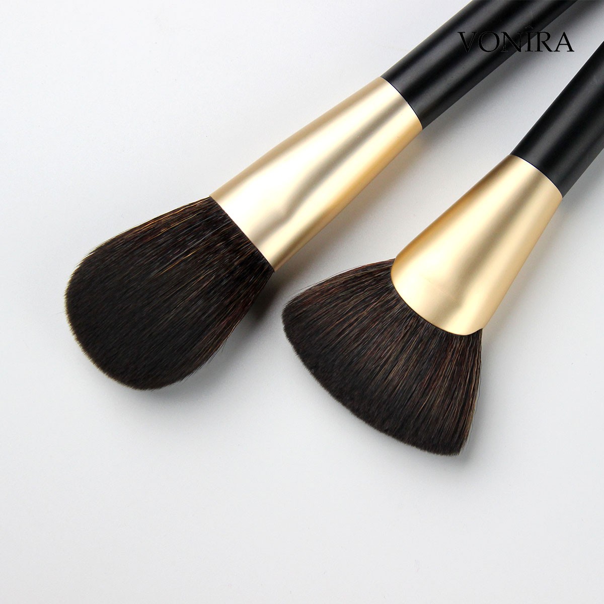 Vonira Custom Private Label Pro 22 Pcs Makeup Brush Set Powder Foundation Cosmetic Tool Set Pinceaux De Maquillage With Gold Ferrule Angle Metal Handles