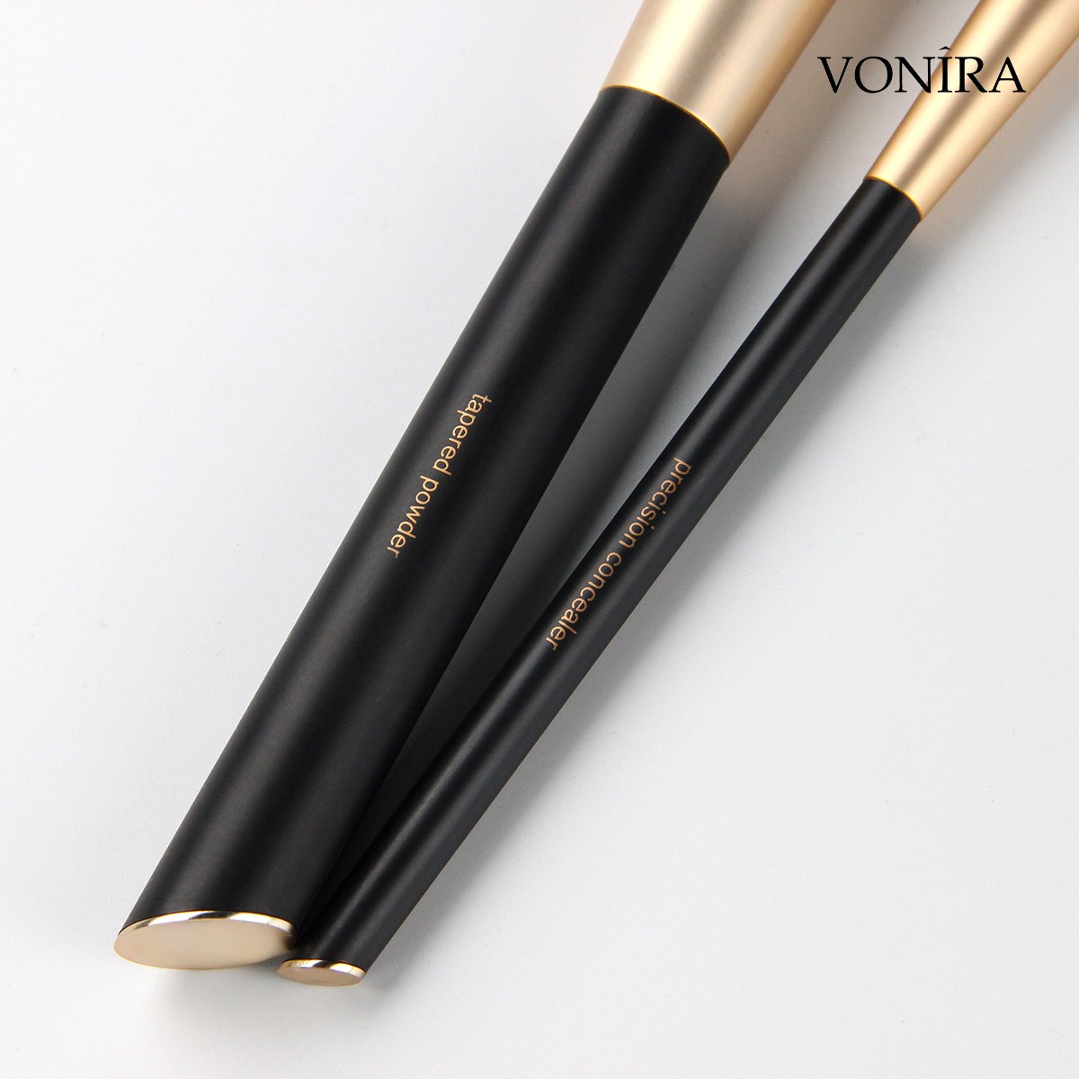 Vonira Custom Private Label Pro 22 Pcs Makeup Brush Set Powder Foundation Cosmetic Tool Set Pinceaux De Maquillage With Gold Ferrule Angle Metal Handles
