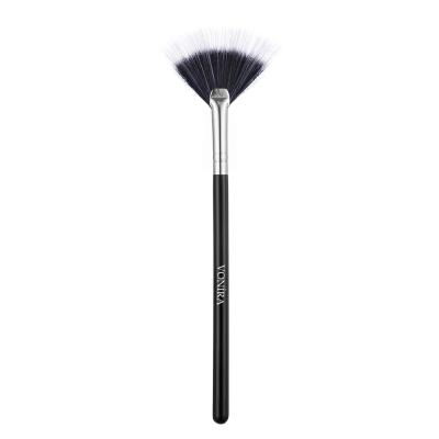  Vonira Beauty Custom Wholesale Duo Fibre Fan Brush With Silver Copper Wooden Handles