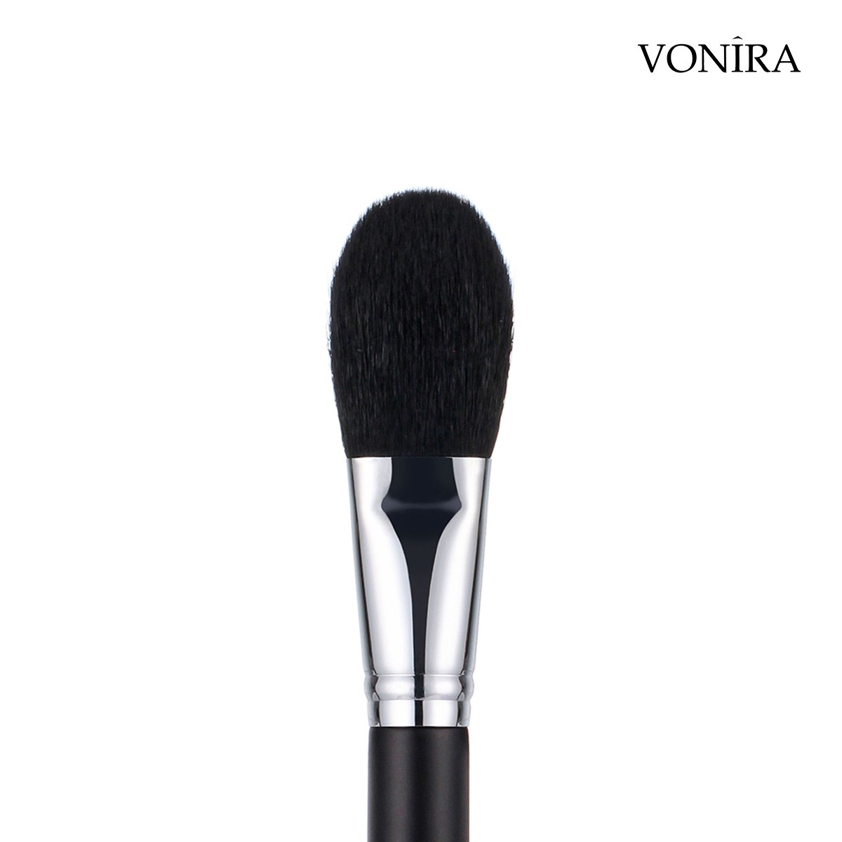 Vonira Beauty Factory Paddle Natural Black Goat Hair Powder Brush With Silver Copper Ferrule Black Handle Custom Private Label Service