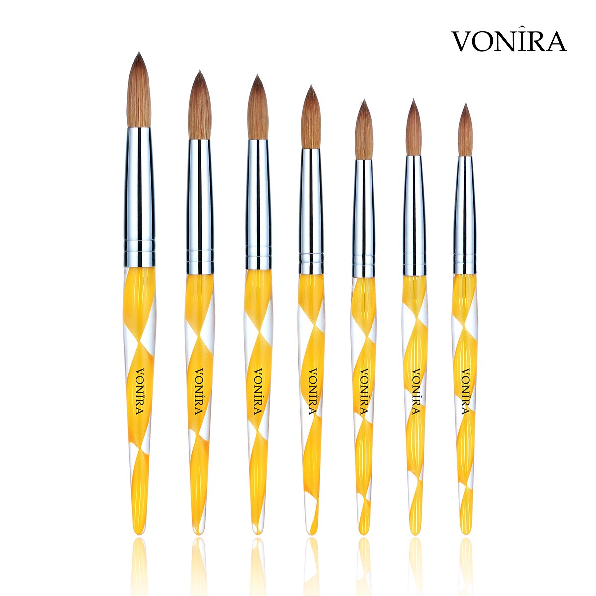 Vonira Beauty Factory Professional 100% Kolinsky Acrylic Nail Art Brush Custom Private Label Round #8 #10 #12 #14 #16 #18 #20
