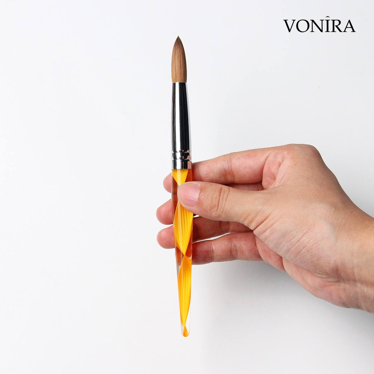 Vonira Beauty Factory Professional 100% Kolinsky Acrylic Nail Art Brush Custom Private Label Round #8 #10 #12 #14 #16 #18 #20