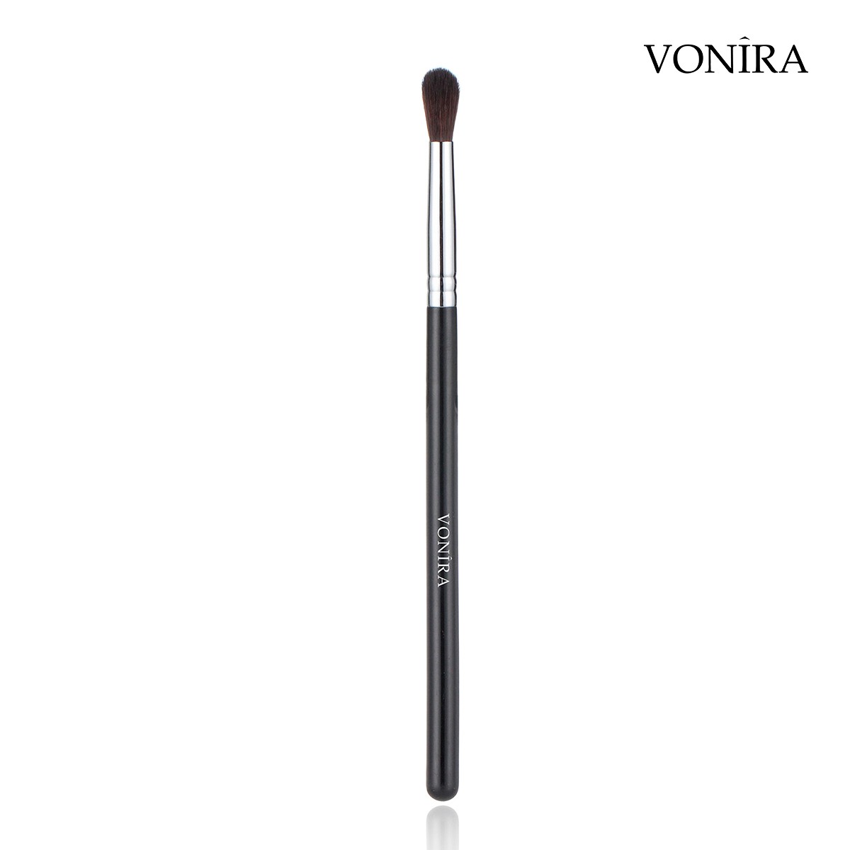 Vonira Beauty Fluffy Round Eye Shadow Blending Brush With Silver Copper Ferrule Black Handle Custom Private Label Service