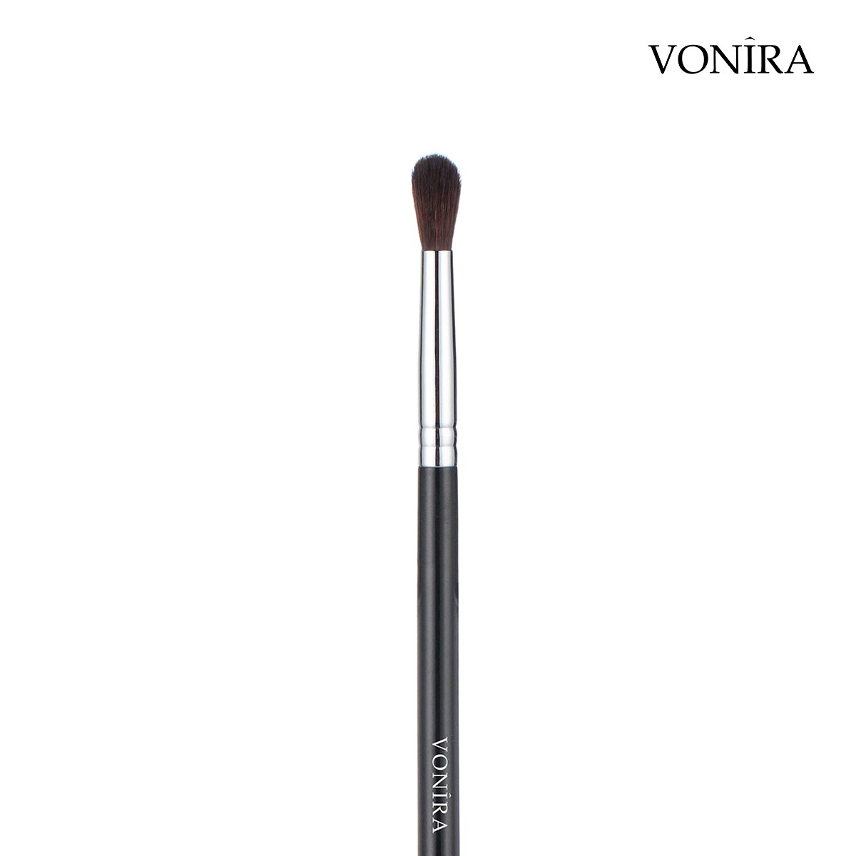 Vonira Beauty Fluffy Round Eye Shadow Blending Brush With Silver Copper Ferrule Black Handle Custom Private Label Service
