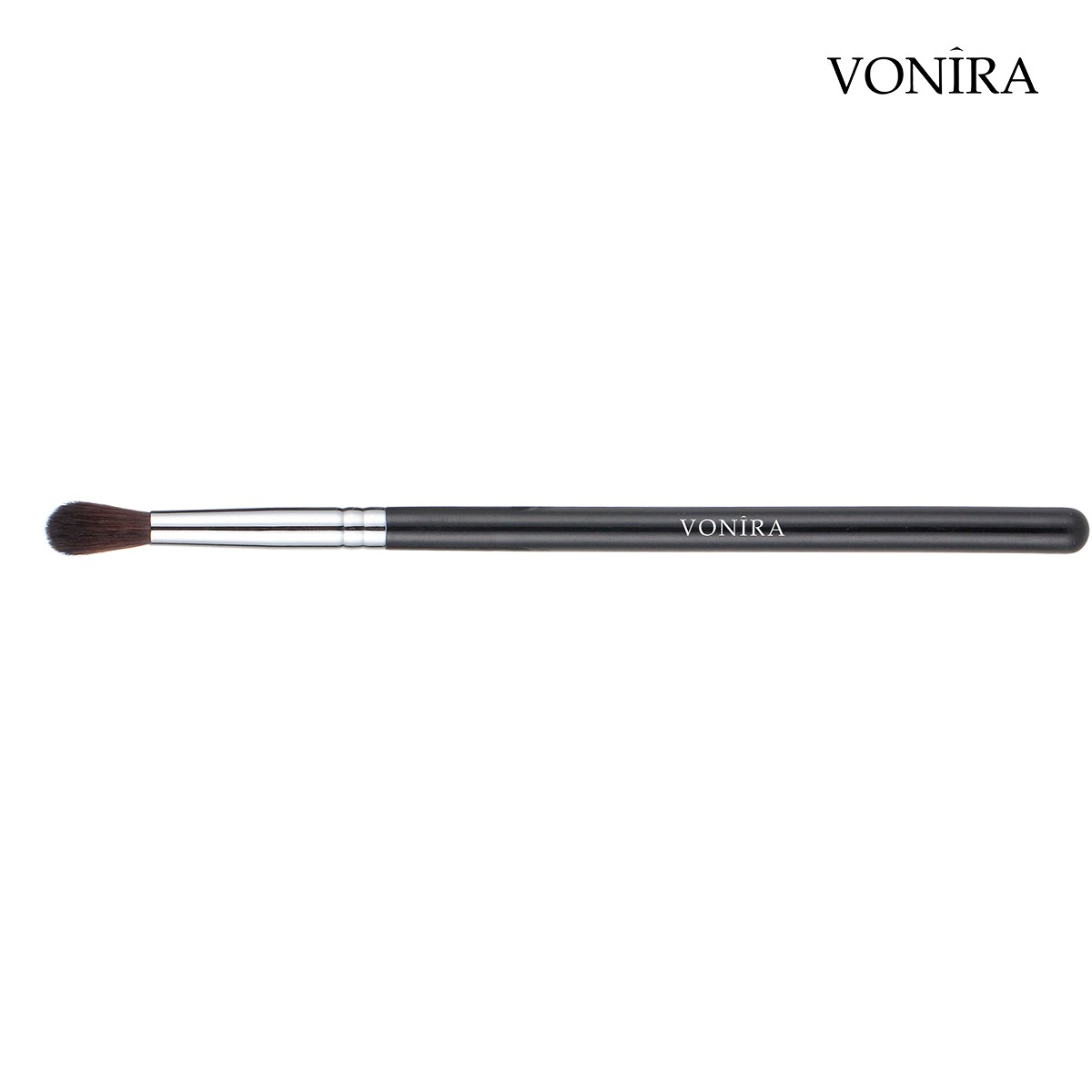 Vonira Beauty Fluffy Round Eye Shadow Blending Brush With Silver Copper Ferrule Black Handle Custom Private Label Service