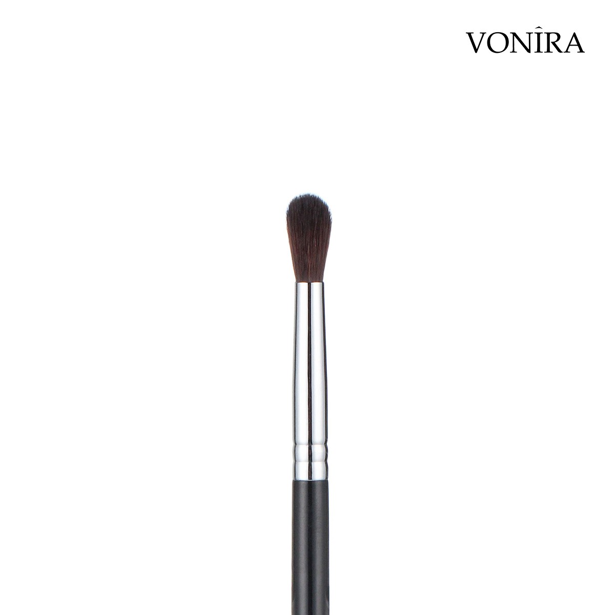 Vonira Beauty Fluffy Round Eye Shadow Blending Brush With Silver Copper Ferrule Black Handle Custom Private Label Service
