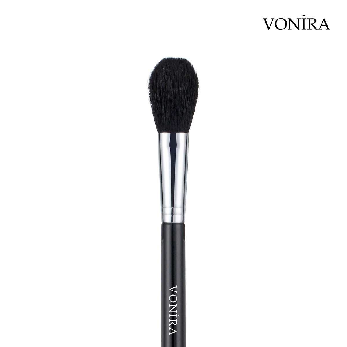 Vonira Beauty High Quality Small Chisel Powder Blusher Brush With Silver Copper Ferrule Black Handle Custom Private Label Service