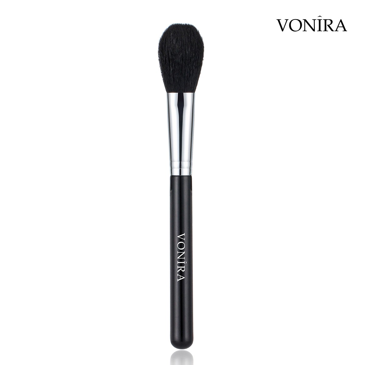 Vonira Beauty High Quality Small Chisel Powder Blusher Brush With Silver Copper Ferrule Black Handle Custom Private Label Service