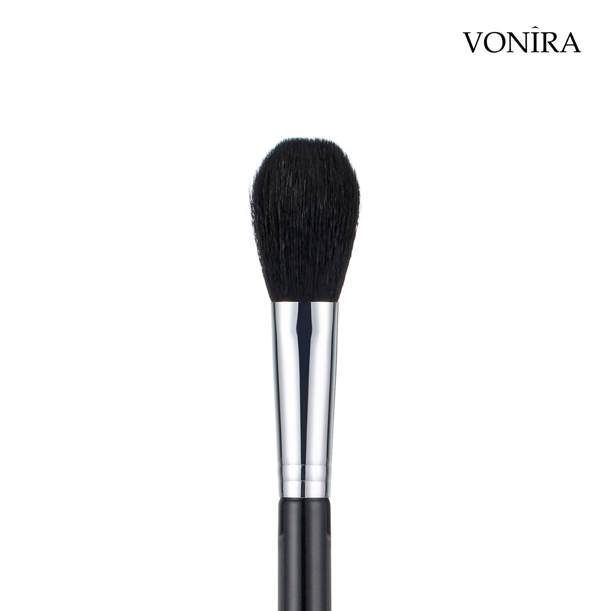 Vonira Beauty High Quality Small Chisel Powder Blusher Brush With Silver Copper Ferrule Black Handle Custom Private Label Service