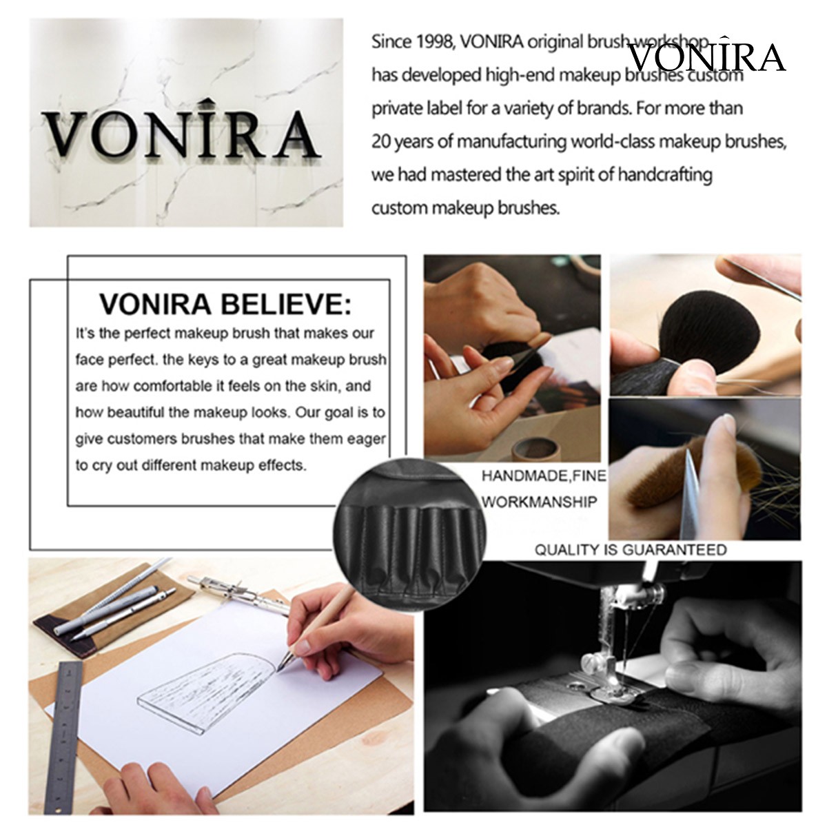 Vonira Beauty High Quality Small Chisel Powder Blusher Brush With Silver Copper Ferrule Black Handle Custom Private Label Service