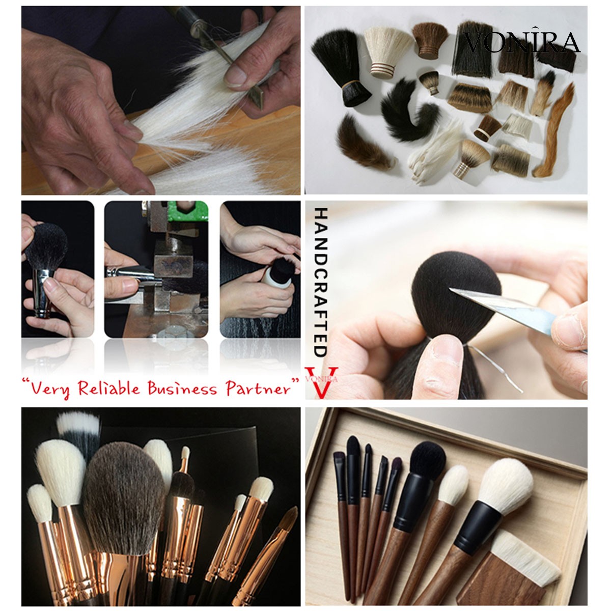 Vonira Beauty High Quality Small Chisel Powder Blusher Brush With Silver Copper Ferrule Black Handle Custom Private Label Service