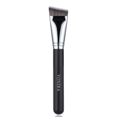 Vonira Beauty Luxury Flat Angled Sculpting Contour Makeup Brush With Silver Brass Ferrule Black Handle Custom Private Label