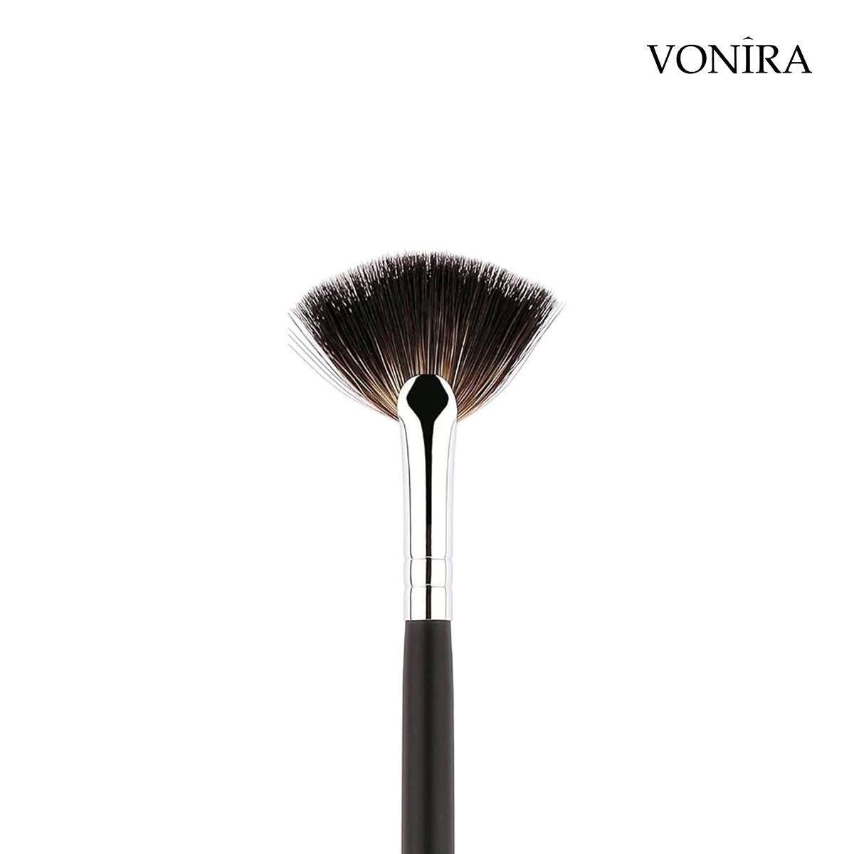 Vonira Beauty Makeup Medium Highlighting Fan Brush With Natural Hair Copper Ferrule Private Label Custom Logo Name OEM