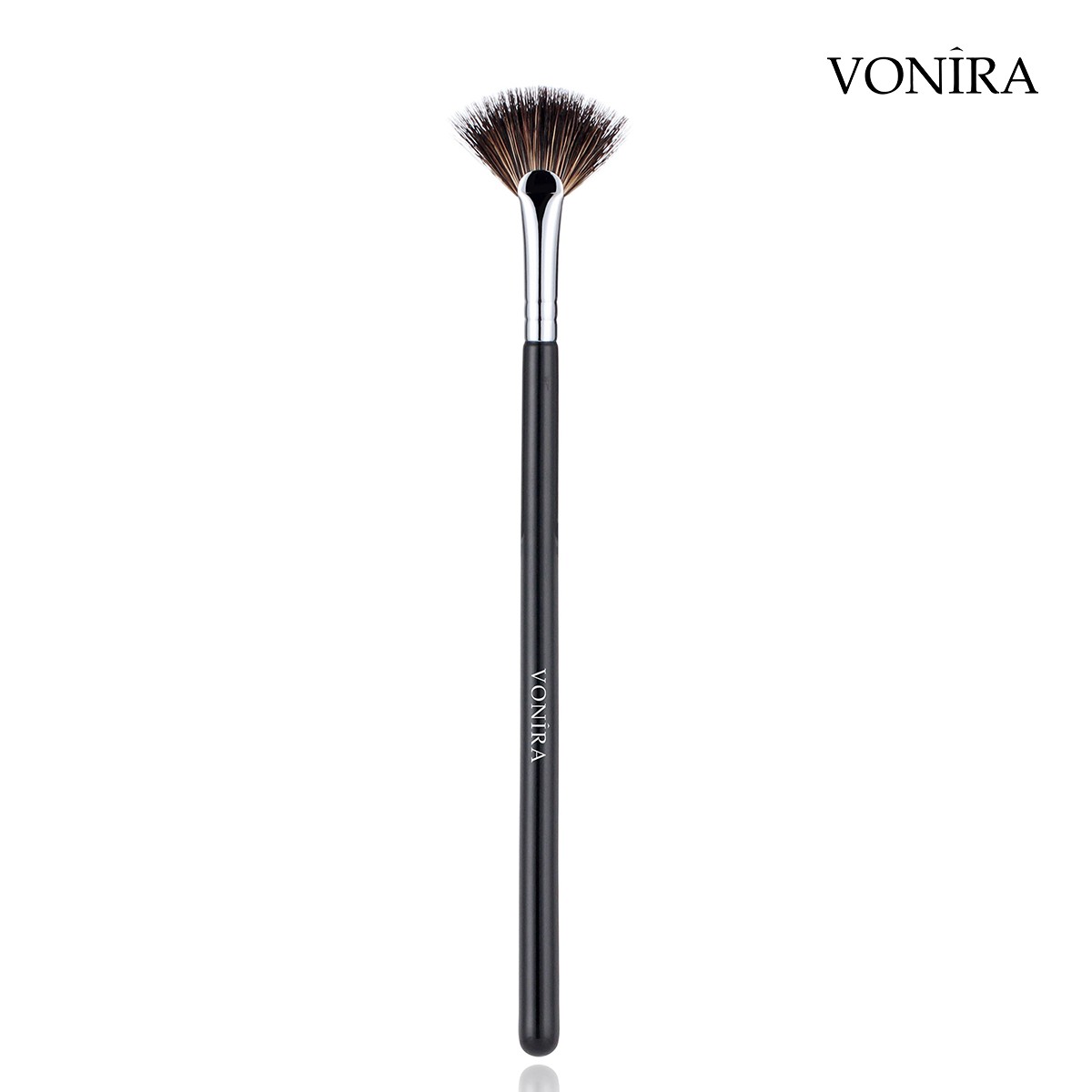 Vonira Beauty Makeup Medium Highlighting Fan Brush With Natural Hair Copper Ferrule Private Label Custom Logo Name OEM