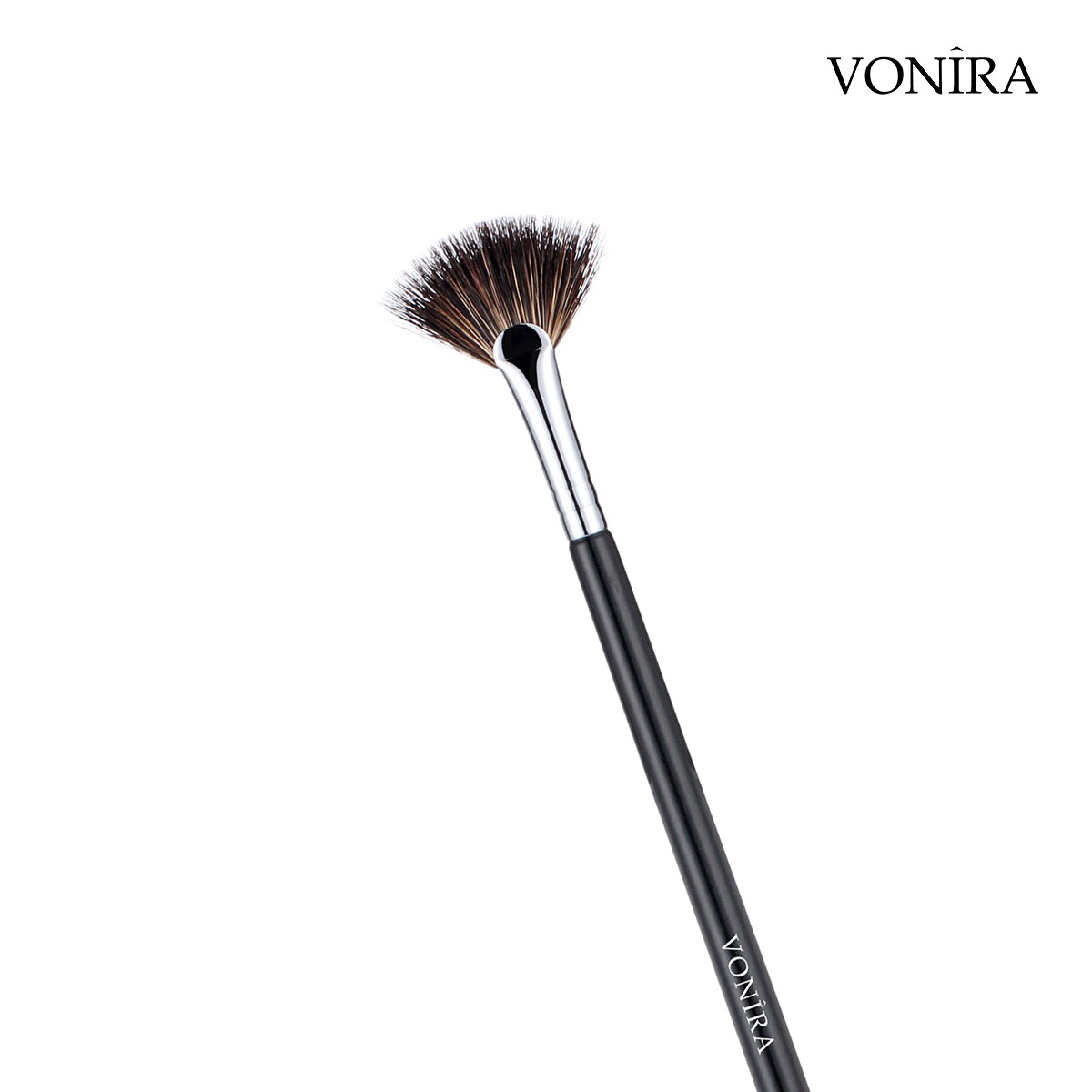 Vonira Beauty Makeup Medium Highlighting Fan Brush With Natural Hair Copper Ferrule Private Label Custom Logo Name OEM