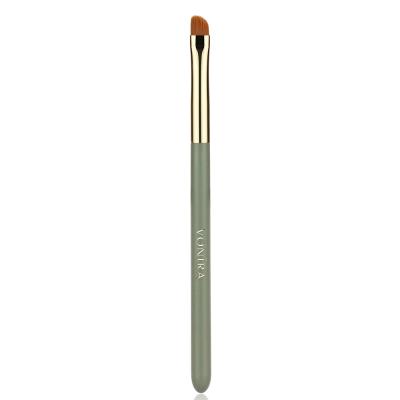 Vonira Multi Functional Angled Lip Eye Liner Brush Curved Slant Cut Crease Brush With Gold Copper Green Wood Handle Custom Private Label