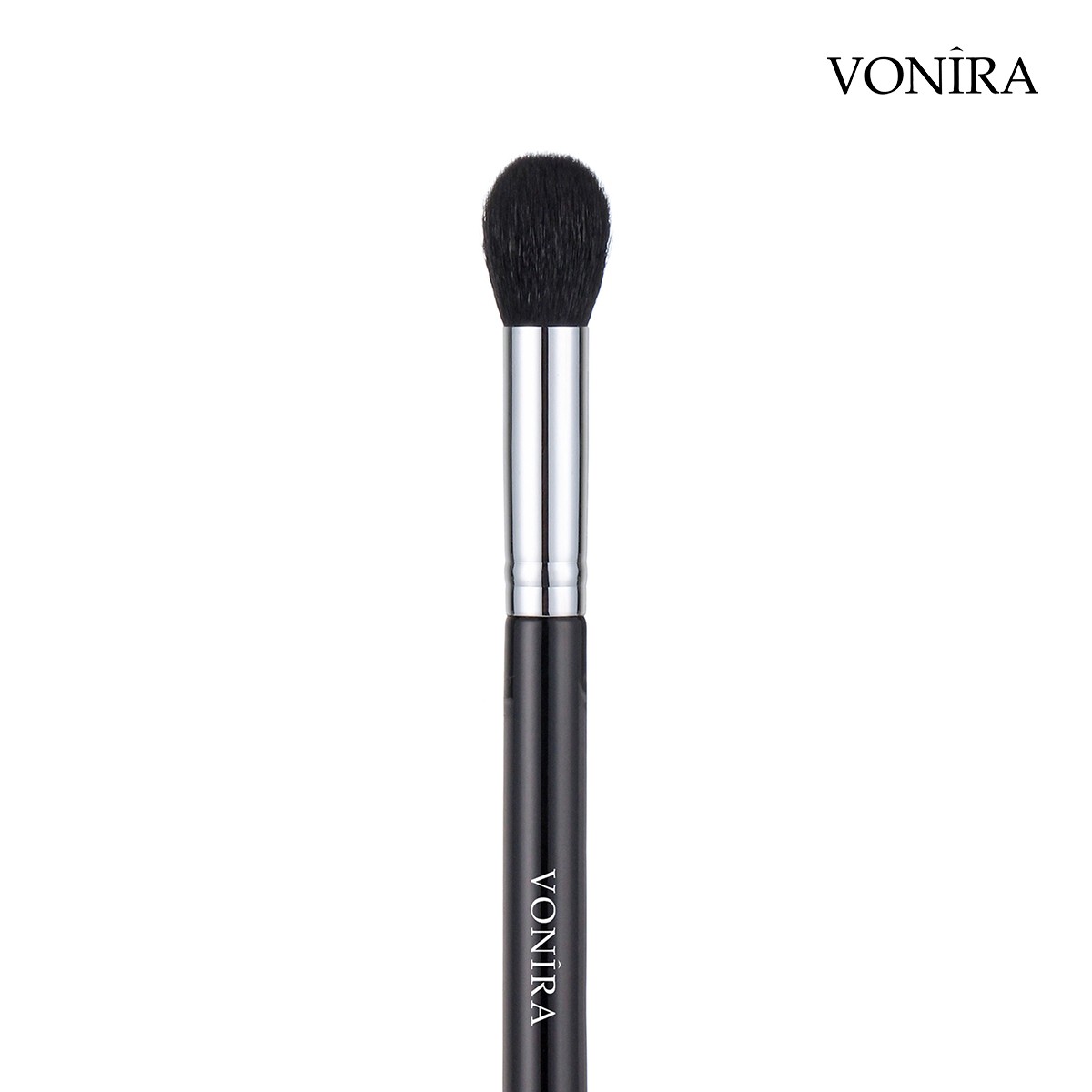 Vonira Beauty Short Round Head Multi Functional Brush Paste Blush Brush With Silver Copper Ferrule Black Handle