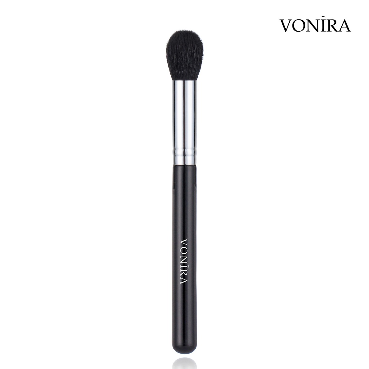 Vonira Beauty Short Round Head Multi Functional Brush Paste Blush Brush With Silver Copper Ferrule Black Handle