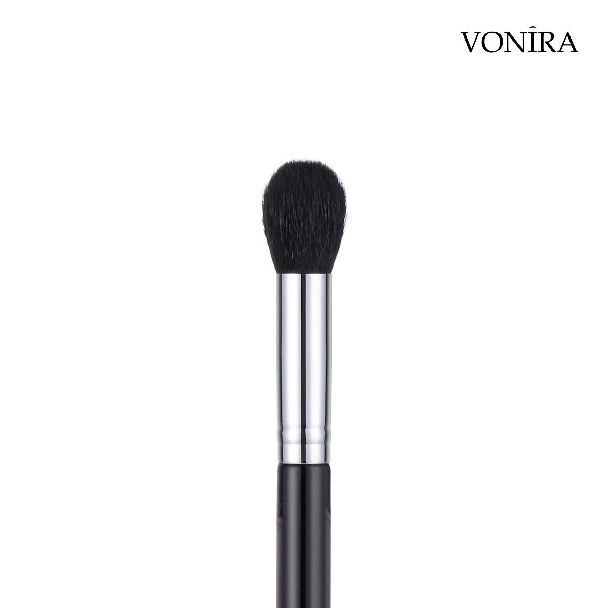 Vonira Beauty Short Round Head Multi Functional Brush Paste Blush Brush With Silver Copper Ferrule Black Handle