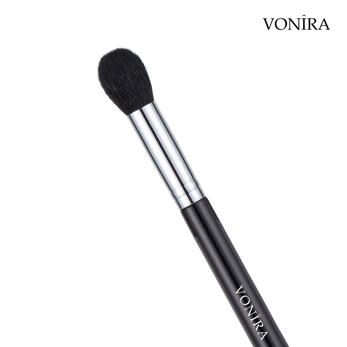 Vonira Beauty Short Round Head Multi Functional Brush Paste Blush Brush With Silver Copper Ferrule Black Handle