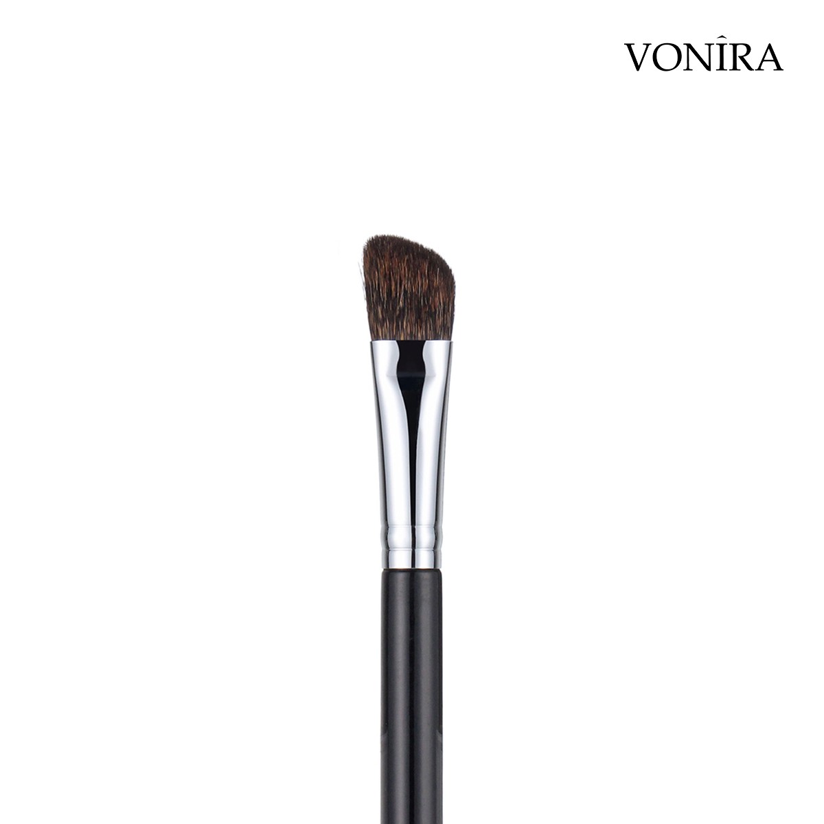 Vonira Beauty Soft Squirrel Hair Angled Eye Nose Contour Eyeshadow Makeup Brush With Silver Copper Black Handle Custom Private Label Service