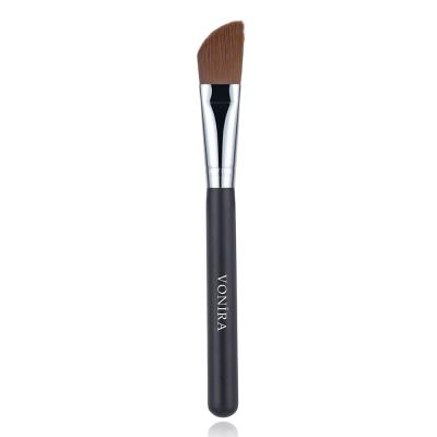 Vonira Beauty Wholesale Angled Foundation Makeup Brushes With Silver Copper Ferrule Black Handle Custom Private Label Service