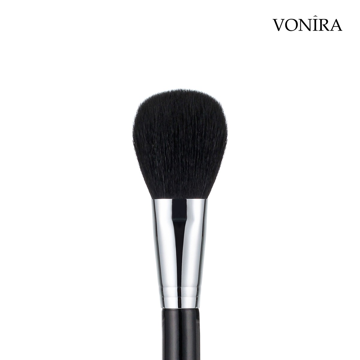 Vonira Beauty Wholesale Fluffy Natural Powder Cheek Brush With Silver Copper Ferrule Black Handle Custom Private Label Service