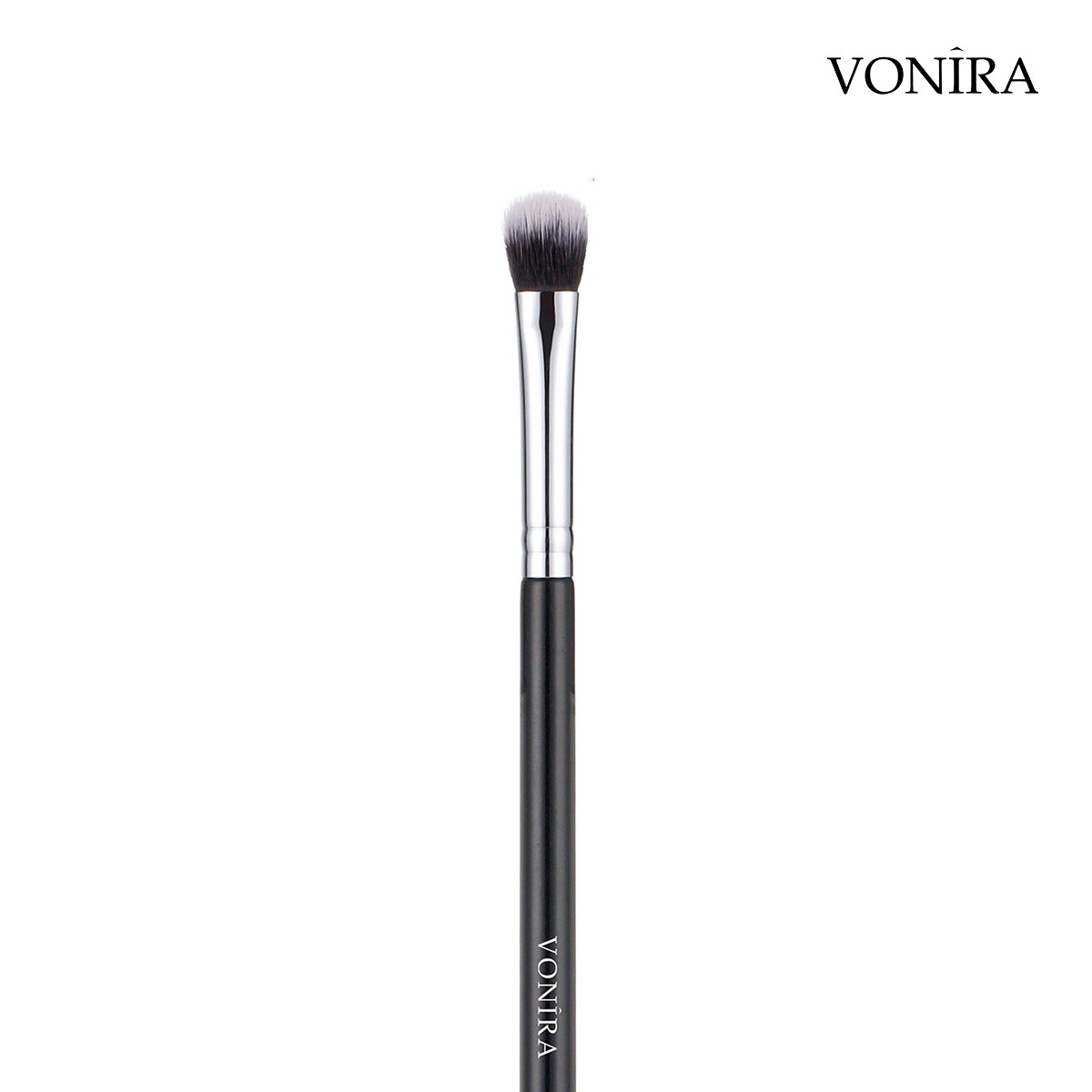 Vonira Beauty Wholesale Makeup Flat Fluffy Eye Shader Brush With Copper Ferrule Black Lacquered Wooden Handle Private Label