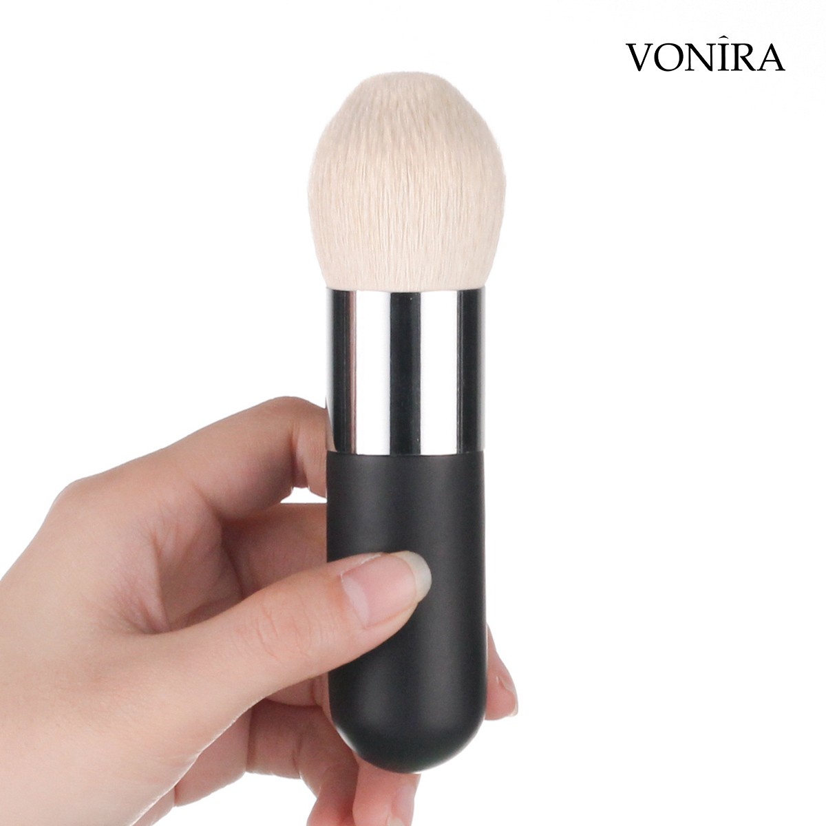Vonira Beauty Wholesale Natural Soft Dome Shaped Loose Powder Body Polishing Makeup Brush With Copper Ferrule OEM LOGO Private Label