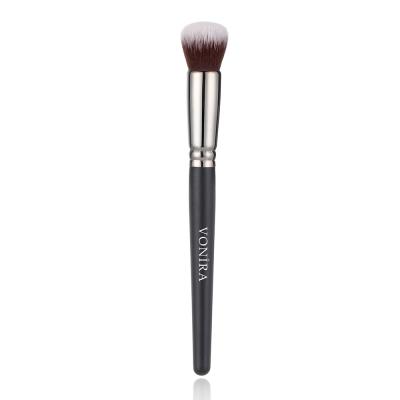 Vonira Beauty Wholesale Precise Face Blender Makeup Shape Brushes With Silver Brass Ferrule Matte Black Handle Custom Private Label