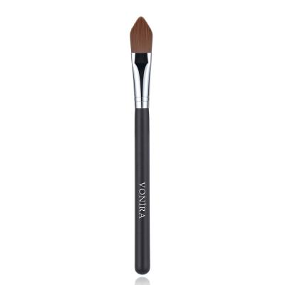 Vonira Beauty Wholesale Small Pointed Sharp Foundation Brush With Silver Copper Ferrule Black Handle Custom Private Label Service