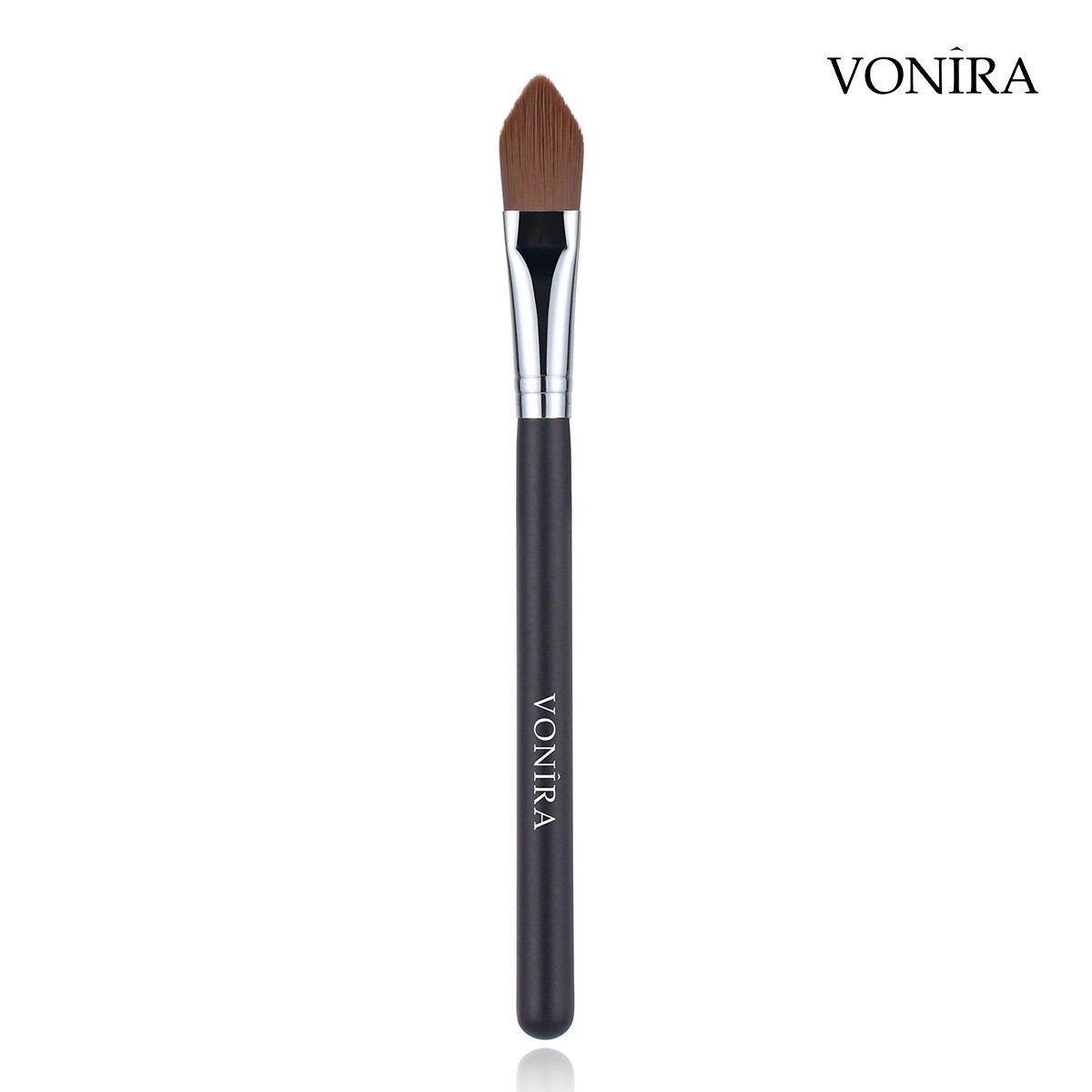 Vonira Beauty Wholesale Small Pointed Sharp Foundation Brush With Silver Copper Ferrule Black Handle Custom Private Label Service