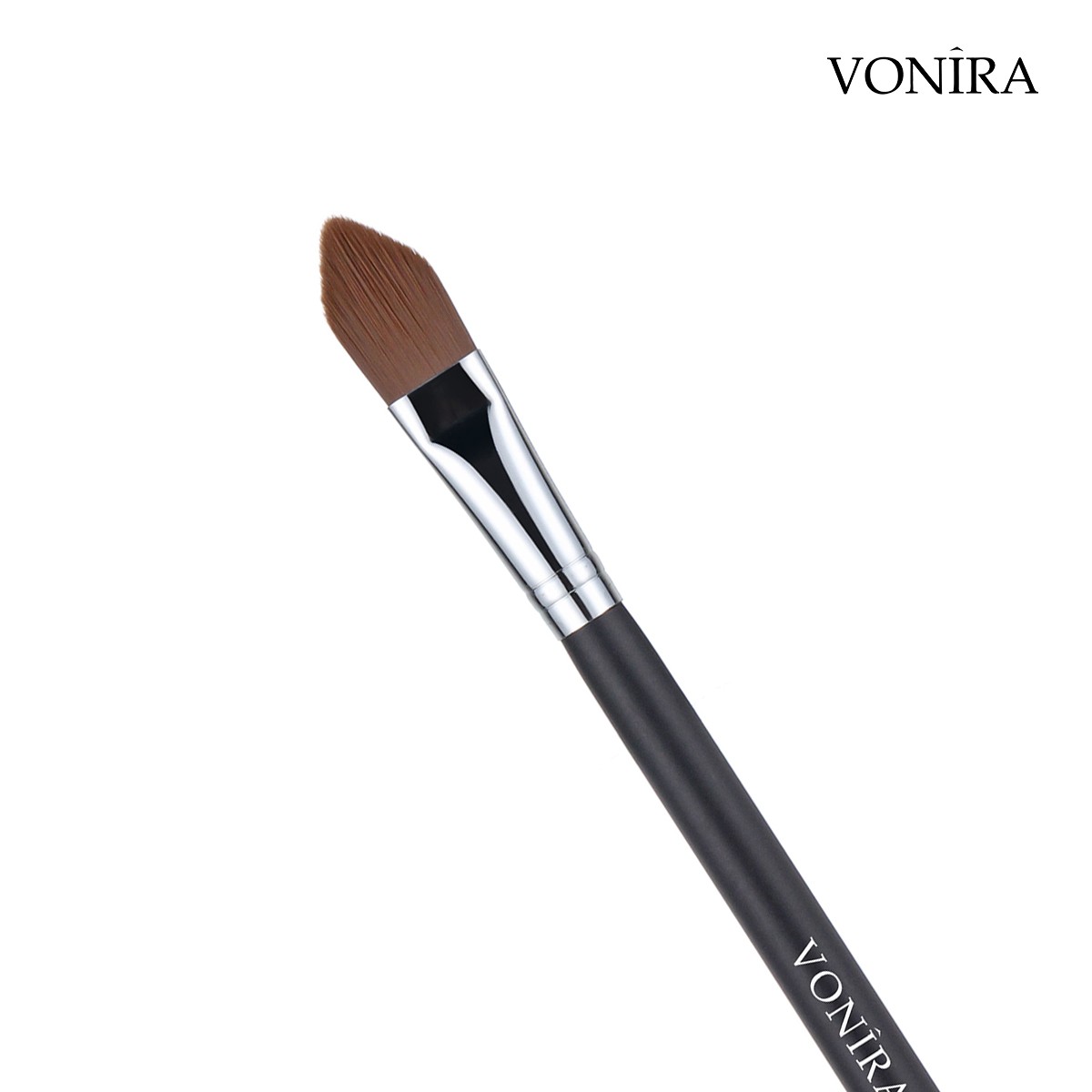 Vonira Beauty Wholesale Small Pointed Sharp Foundation Brush With Silver Copper Ferrule Black Handle Custom Private Label Service