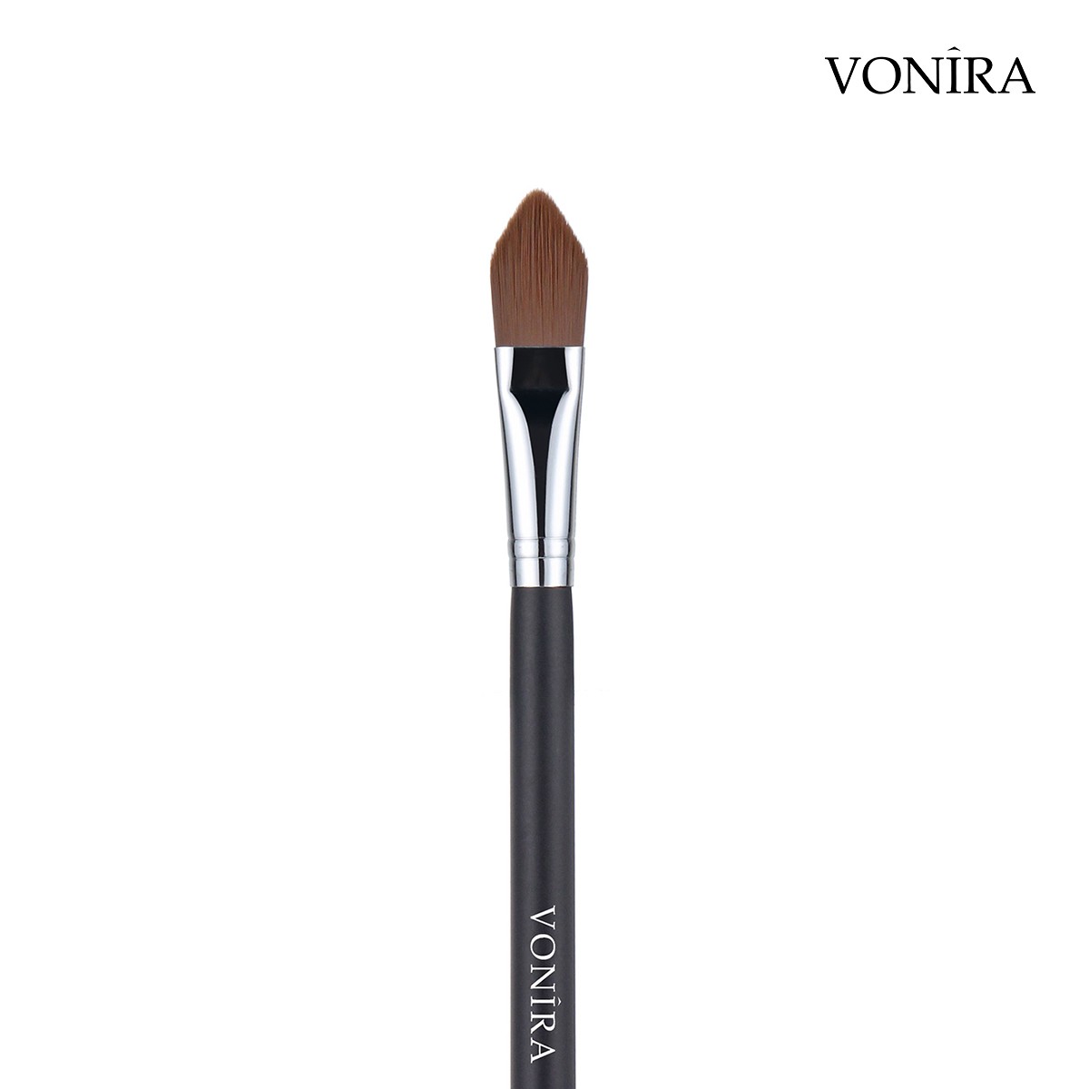 Vonira Beauty Wholesale Small Pointed Sharp Foundation Brush With Silver Copper Ferrule Black Handle Custom Private Label Service