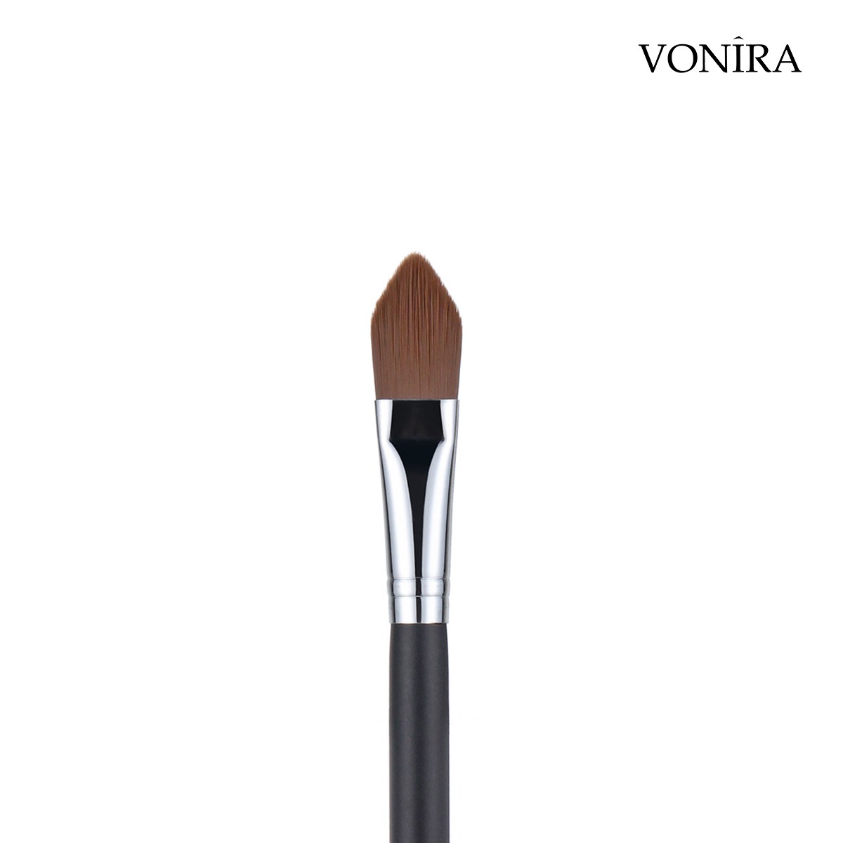 Vonira Beauty Wholesale Small Pointed Sharp Foundation Brush With Silver Copper Ferrule Black Handle Custom Private Label Service