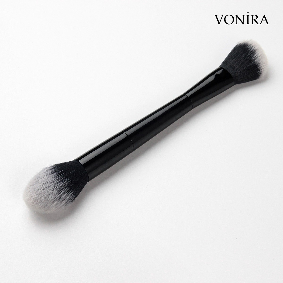 Vonira Beauty Manufacturer Wholesale Double Ended Blush Brush Highlighter Contour Cosmetic Brush With Custom Logo Private Label