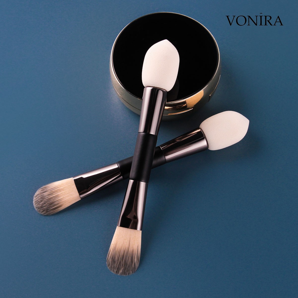 Vonira Beauty Manufacturer Wholesale Double Ended Dual Makeup Foundation Blender Sponge Brush Custom Private Label
