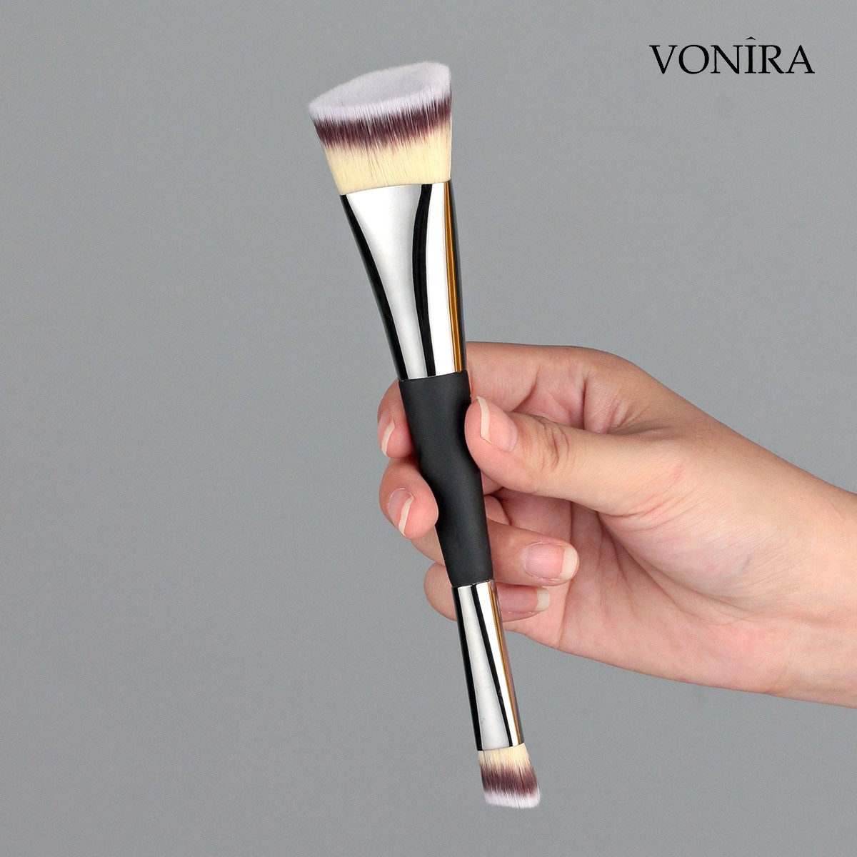Vonira Beauty Wholesale Luxurious Double Ended Triangle Artist Foundation Concealer Makeup Brush Custom Private Label
