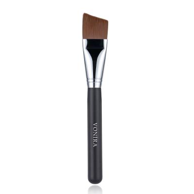 Vonira Beauty Wholesale Flat Angled Top Foundation Makeup Brush With Silver Copper Ferrule Black Handle Custom Private Label Service
