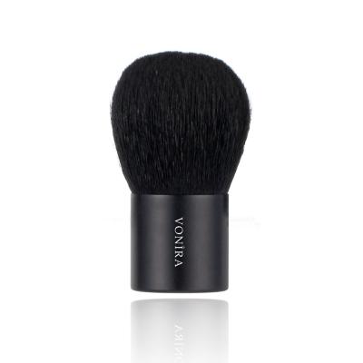 Vonira Beauty Wholesale Natural Animal Goat Hair Makeup Kabuki Powder Brush With Black Aluminum Ferrule OEM Custom Private Label