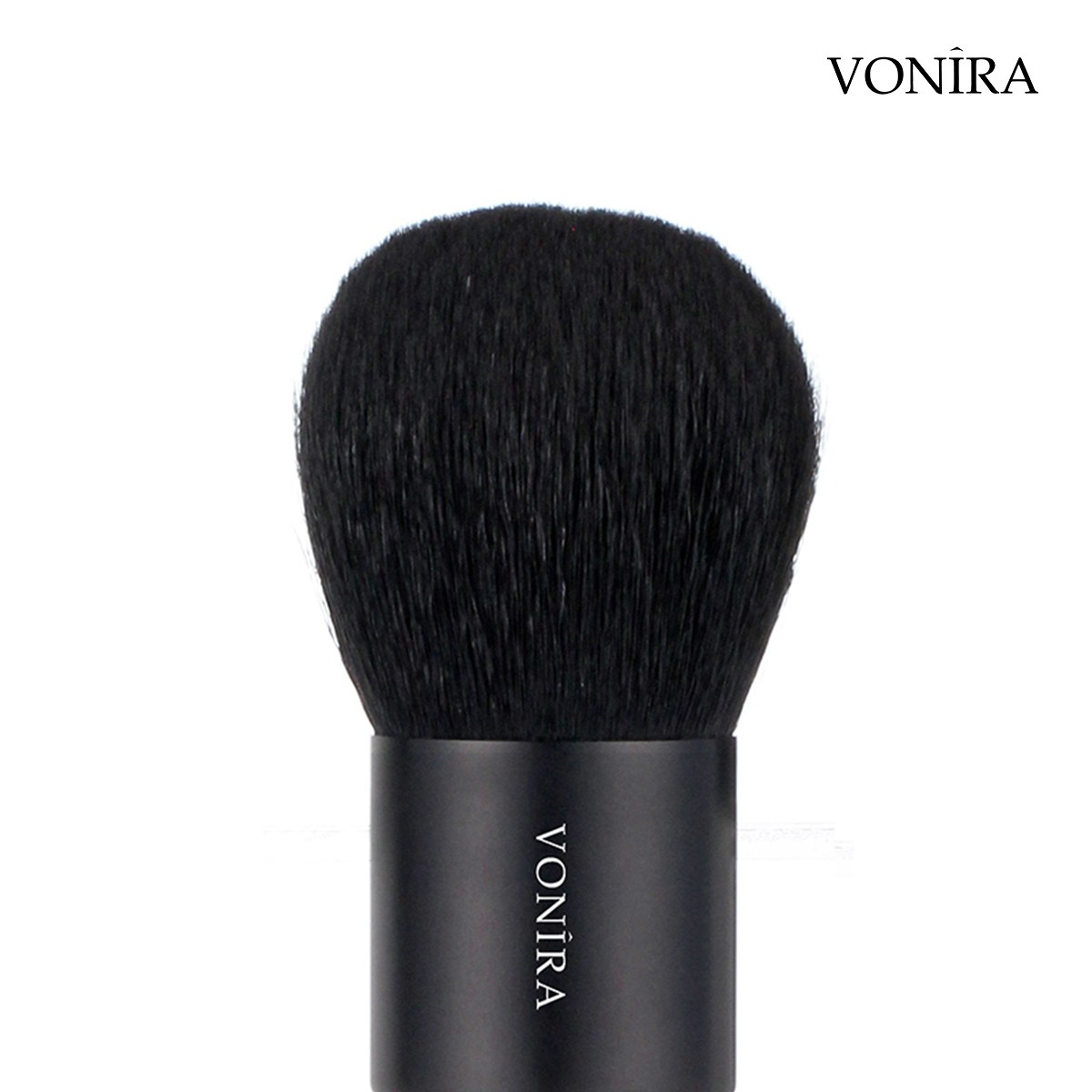 Vonira Beauty Wholesale Natural Animal Goat Hair Makeup Kabuki Powder Brush With Black Aluminum Ferrule OEM Custom Private Label