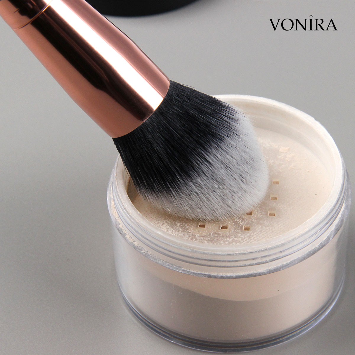 Vonira Wholesale Pink 12pcs Professional Makeup Brush Set Natural Goat Hair Premium Synthetic Face Powder Contour Blush Eye Make up Tools Kit