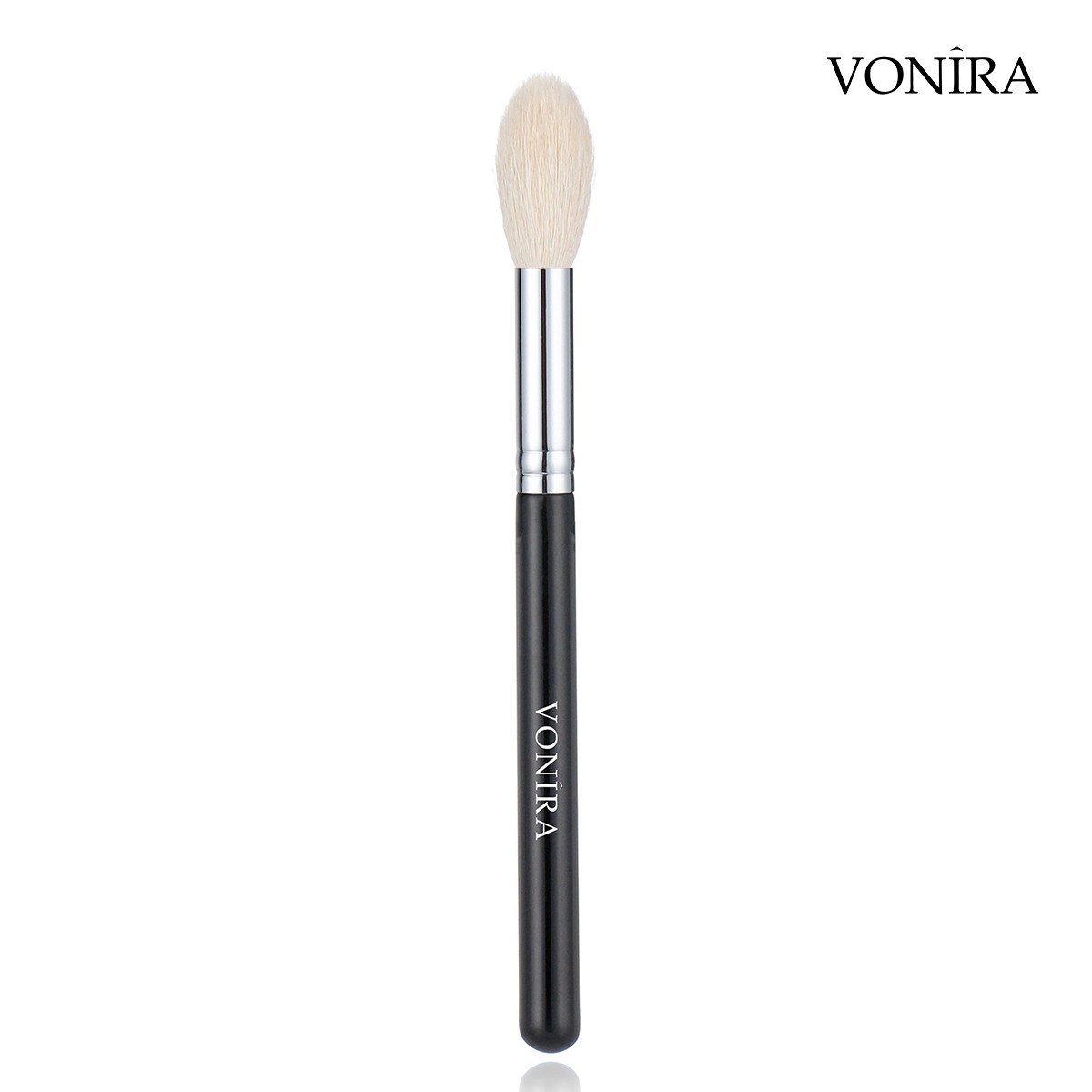 Vonira Beauty Wholesale White Goat Hair Small Fluffy Blending Makeup Face Powder Brush With Silver Copper Ferrule
