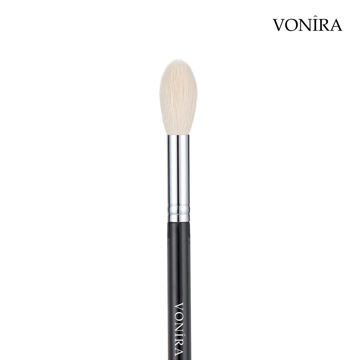 Vonira Beauty Wholesale White Goat Hair Small Fluffy Blending Makeup Face Powder Brush With Silver Copper Ferrule