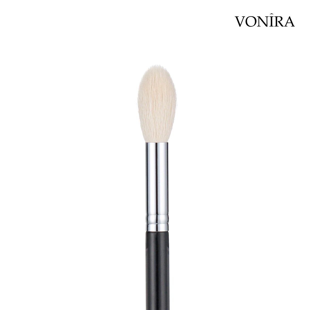 Vonira Beauty Wholesale White Goat Hair Small Fluffy Blending Makeup Face Powder Brush With Silver Copper Ferrule