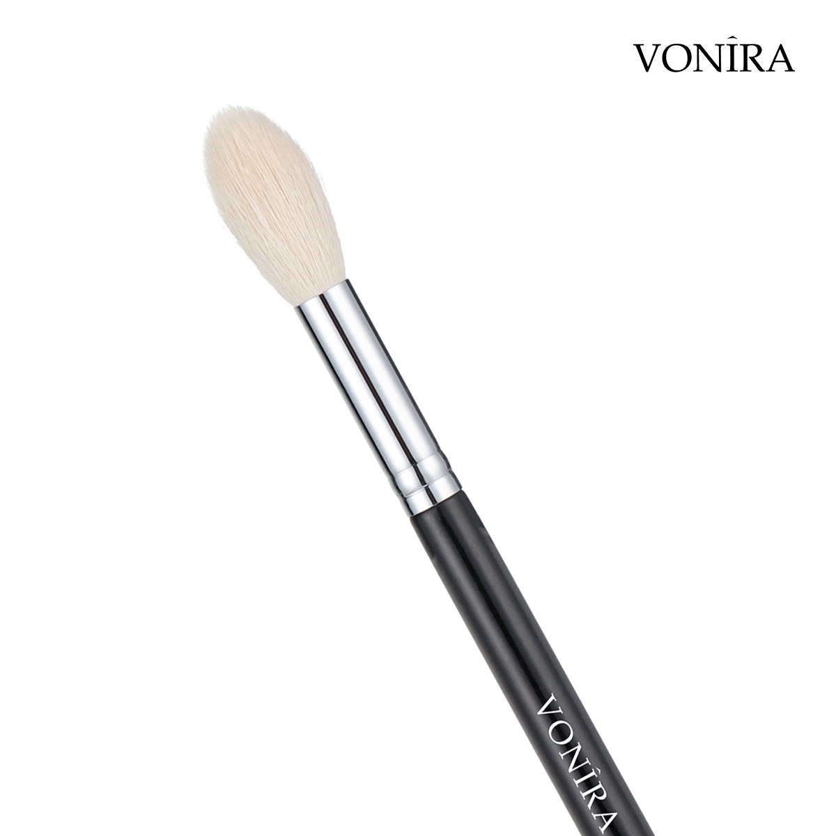 Vonira Beauty Wholesale White Goat Hair Small Fluffy Blending Makeup Face Powder Brush With Silver Copper Ferrule