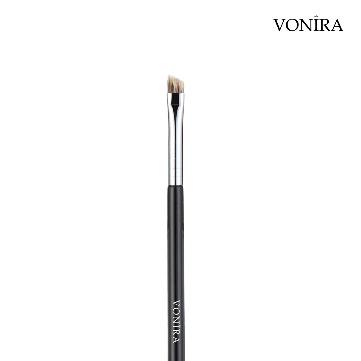 onira Beauty Natural Sharp Firm Angled Eyebrow Brush With Silver Copper Ferrule Black Handle Custom Private Label Service - Image 2