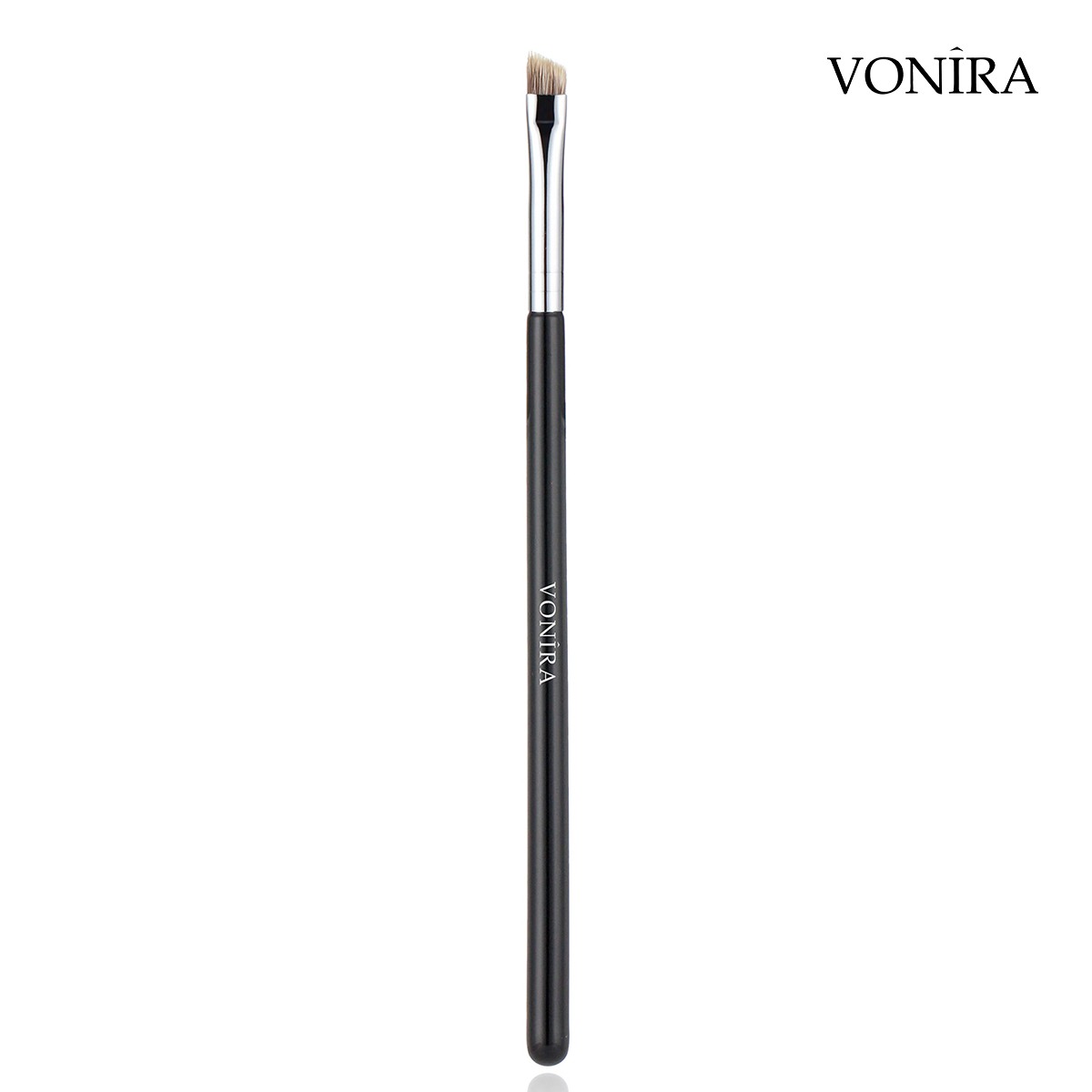 onira Beauty Natural Sharp Firm Angled Eyebrow Brush With Silver Copper Ferrule Black Handle Custom Private Label Service - Image 3